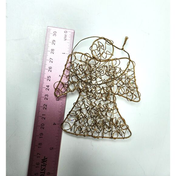 Metal Wire Angel Ornaments Hand Made Gold & Silver Lot of 3 Hanging - Picture 5 of 6